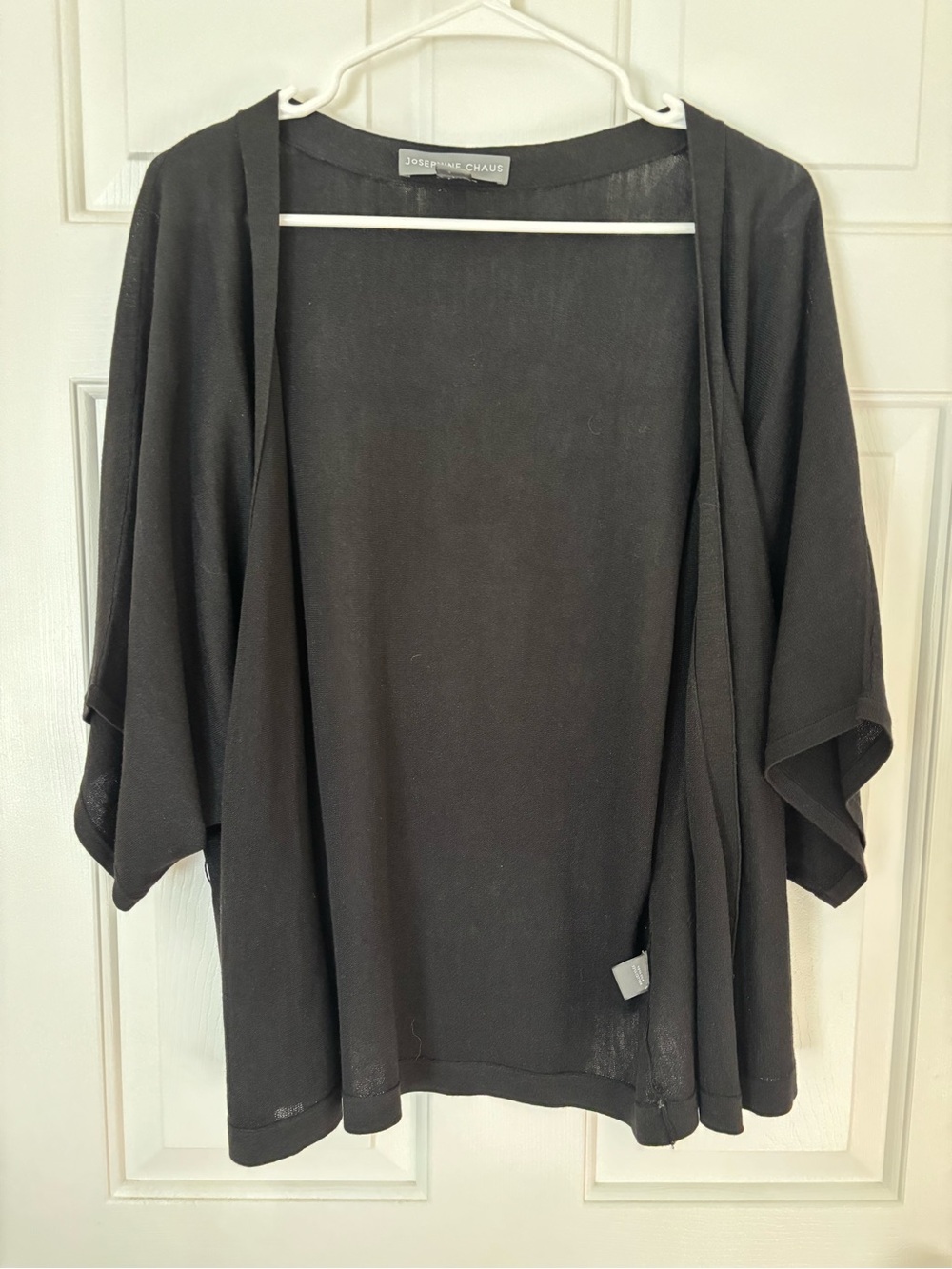 Josephine Chaus Black Open-Front Women's Sweater Cardigan Silk Cotton Size Small